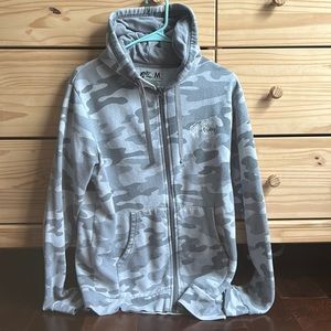 Grey and White Camouflage Zip Up Bass Pro Shop Jacket Women’s Medium